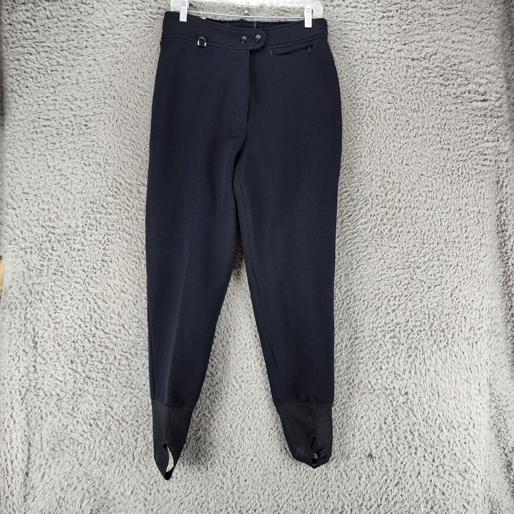 Sportina Pants Womens 14 Black Wool Blend High Rise Stirrup Ski Pants *GUC*